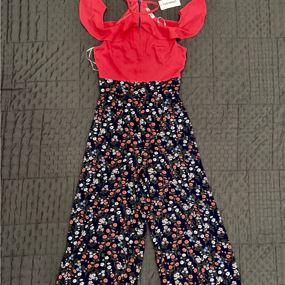 Nikibiki Red and Blue Floral Jumpsuit